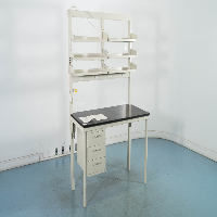5' Stationary Lab Table w/ Upper Mounted Shelving image 1